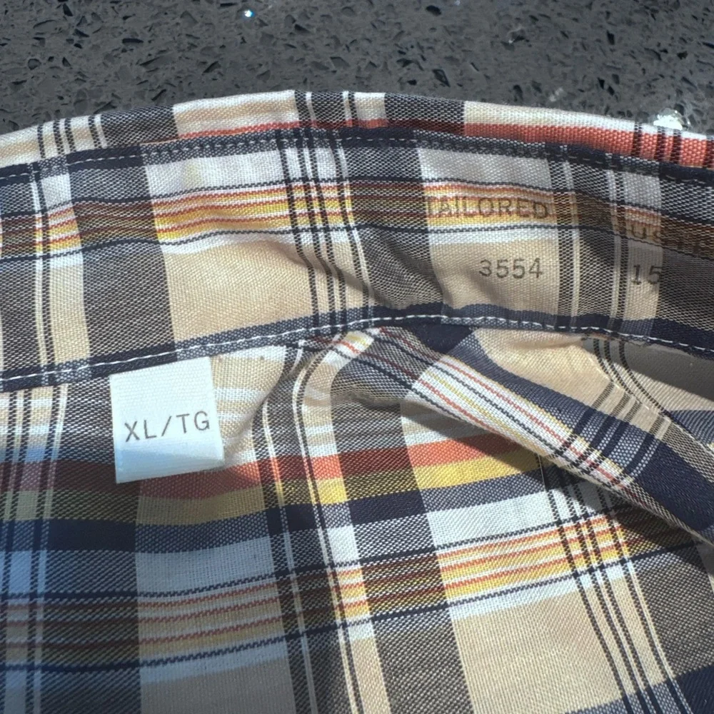 Vintage  Cristian Dior Checkered Shirt in Navy and Yellow - Picture 6 of 7